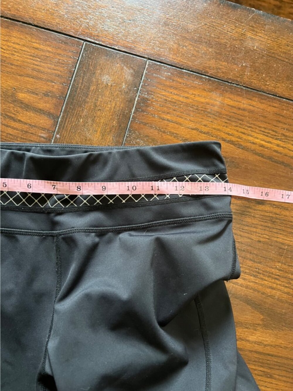 Athleta Black Activewear Leggings White Pattern Accent Panels Medium Running - Picture 8 of 10